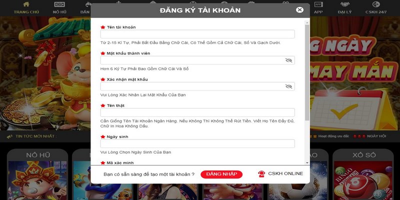 Cung cấp các thông tin cá nhân để đăng ký King88