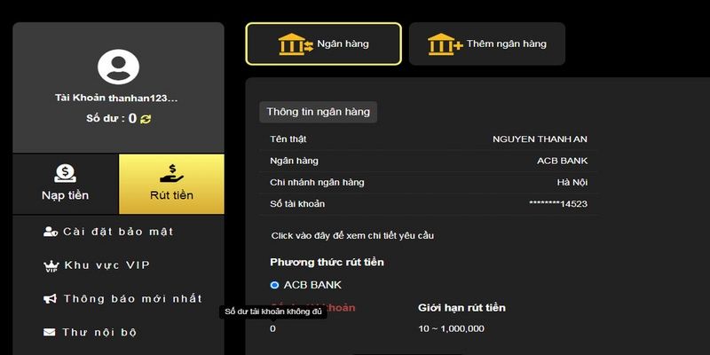 Đa dạng các phương thức rút tiền cho người chơi